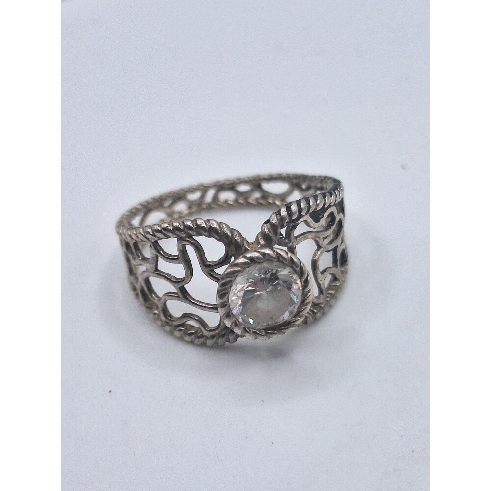 Nataliya V Collister NVC .75 Ct. CZ Sterling Silver Filigree 925 Ring Size 7